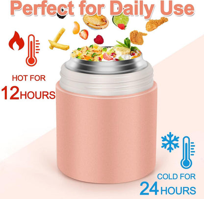 Dorblely Thermobehälter 800ml Edelstahl Vakuumisoliert Rosa