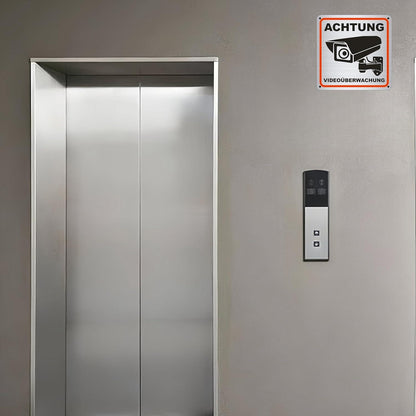 Achtung Videoüberwachung Schild Aluminium 15x15cm Hinweisschild 4 Bohrlöcher