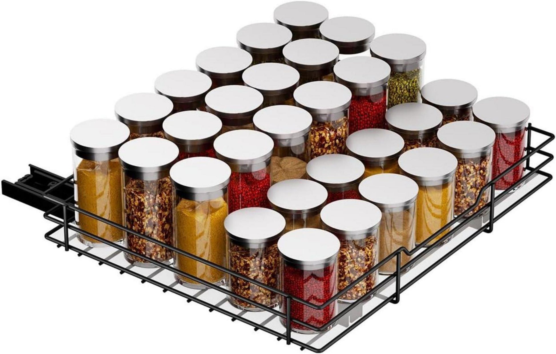 Ausziehbares Metallgewürzregal für Küchenschrank - 27x33.4x23.7cm