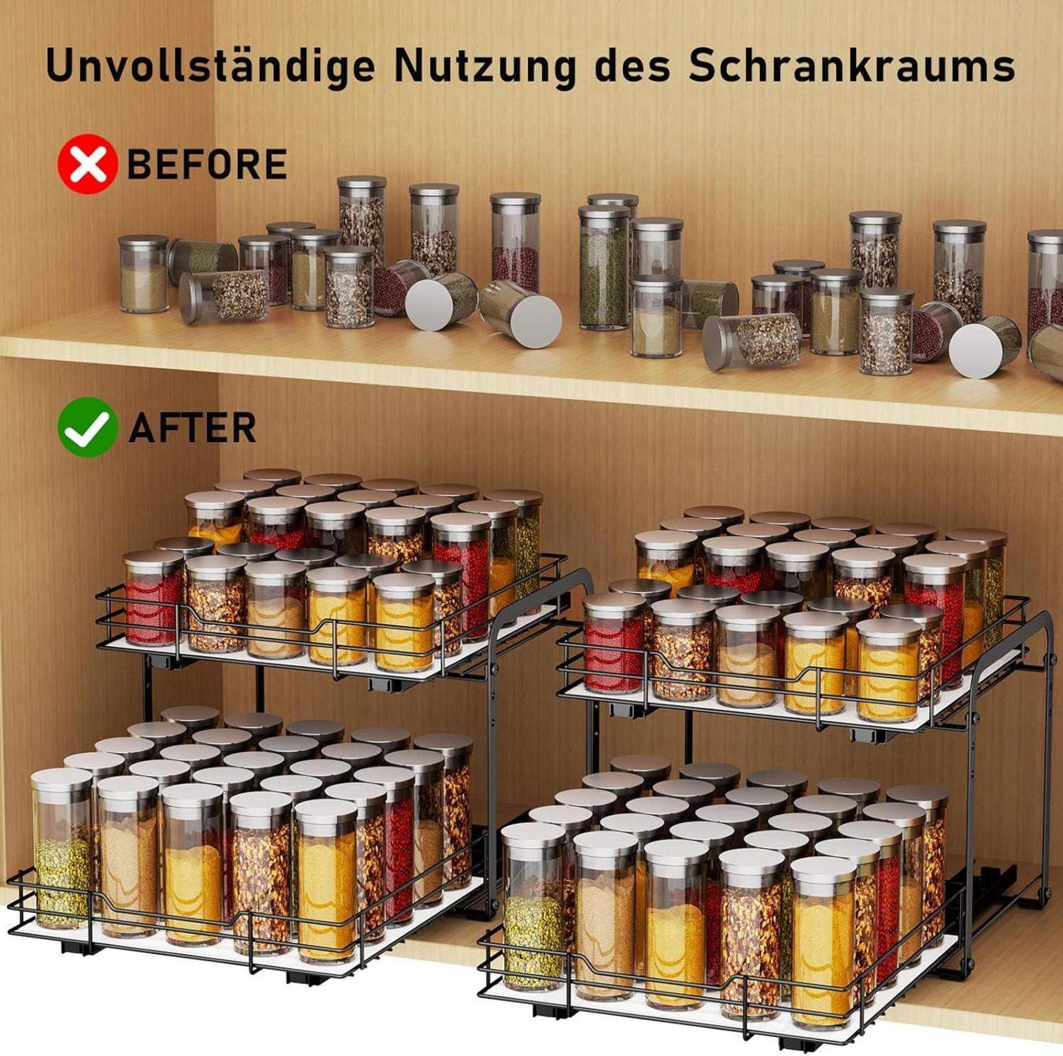 Gewürzregal Ausziehbar 2 Etagen Schrank Organizer Küche