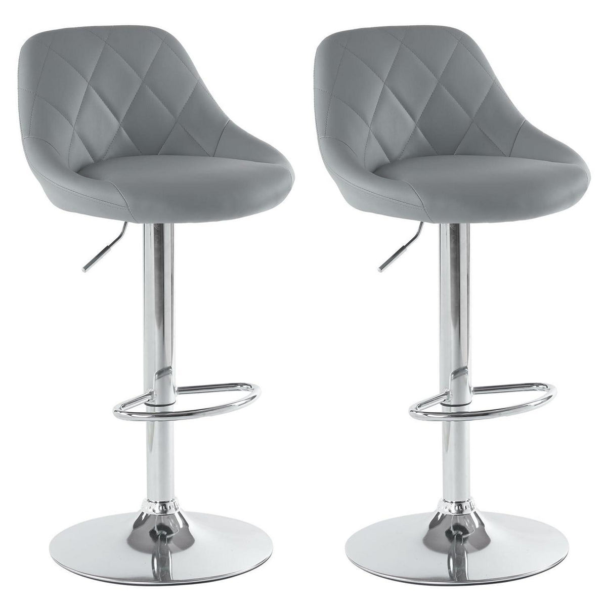 LEADZM Barhocker 2er Set, Höhenverstellbar & Drehbar, Grau