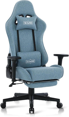 Gaming Stuhl Blau mit Fußstütze 3D Armlehne ergonomischer Sitz