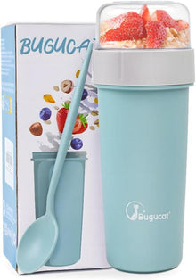 Bugucat Müslibecher to Go 2in1 Blau 130ml 420ml Joghurtbecher