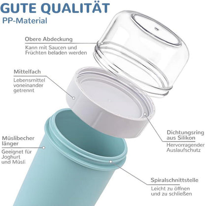 Bugucat Müslibecher to Go 2in1 Blau 130ml 420ml Joghurtbecher