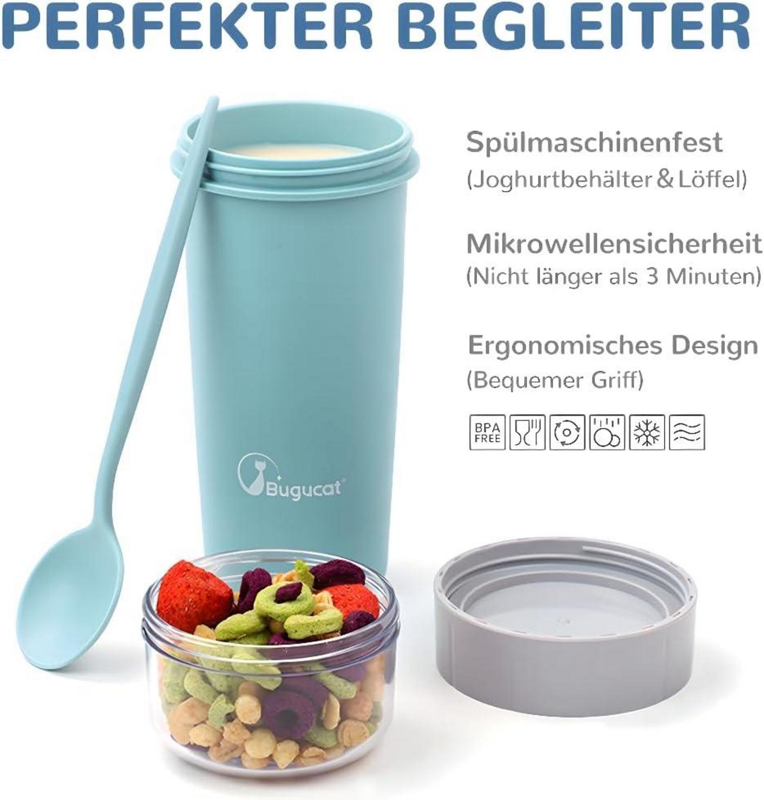 Bugucat 2in1 Müslibecher to Go 130ml+420ml Blau