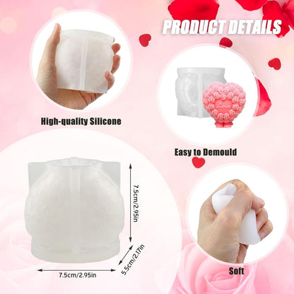 Silikonform Herz Rosen Blumen Kerzengießform Seifenform Love DIY 3D