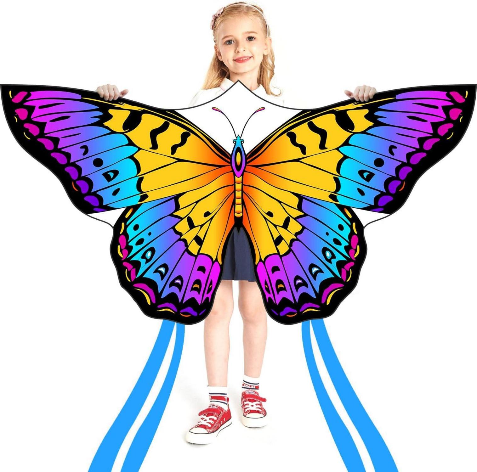 Schmetterling Drachen für Kinder und Erwachsene 120x95cm Rainbow