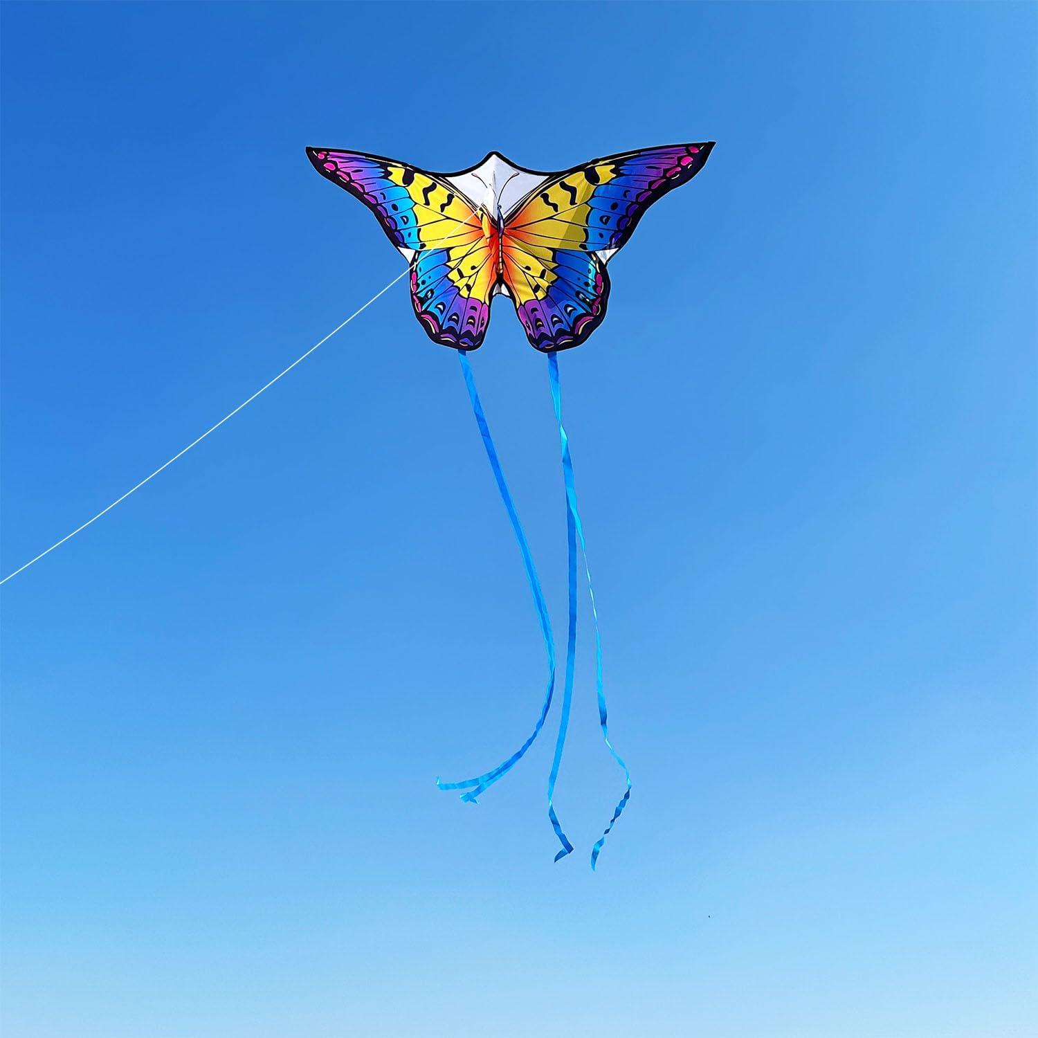 Butterfly Drachen für Kinder und Erwachsene, 120x95cm, Regenbogen-Schmetterling