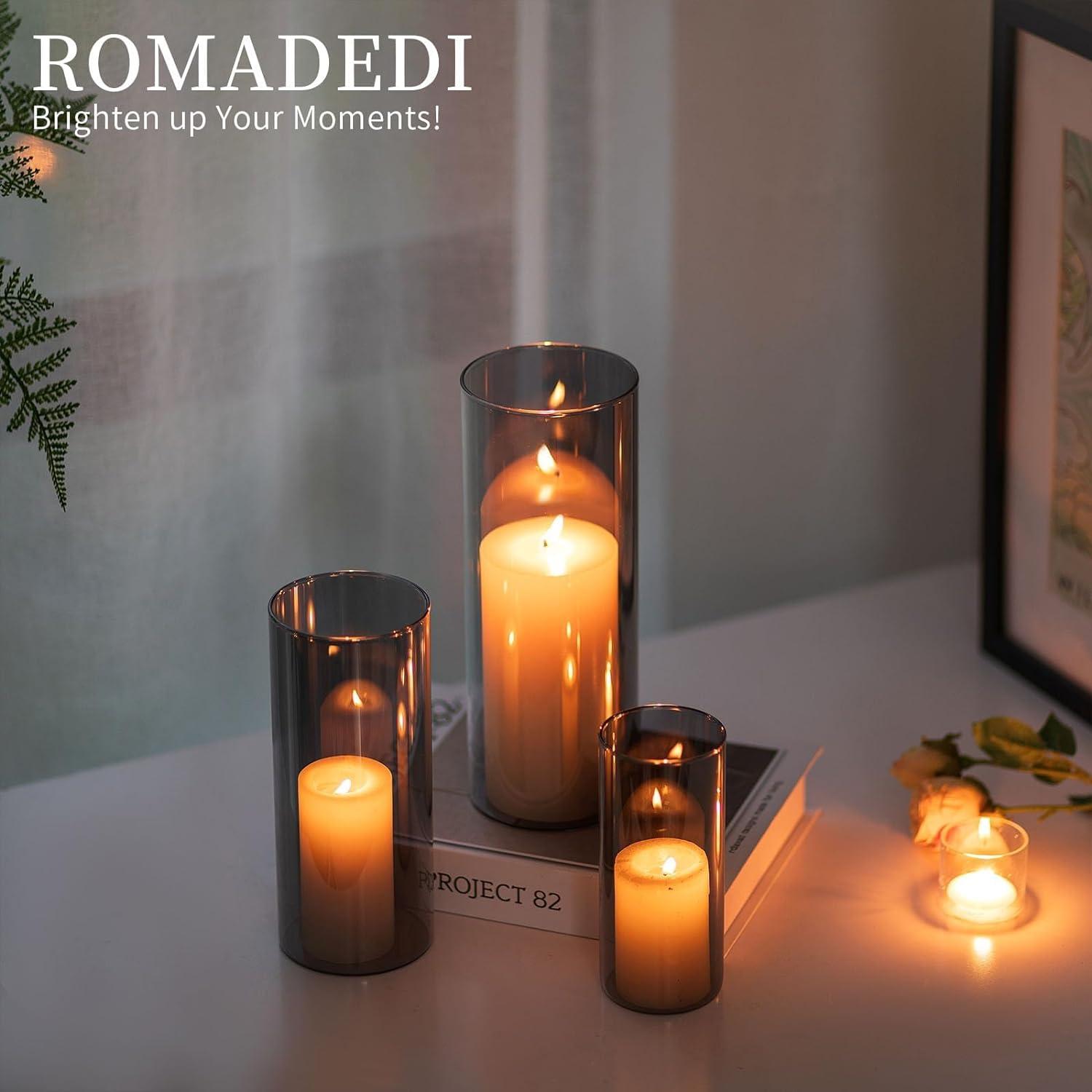 Handgeblasene Glaszylinder Kerzenständer Set: Grau Wohnzimmer Deko