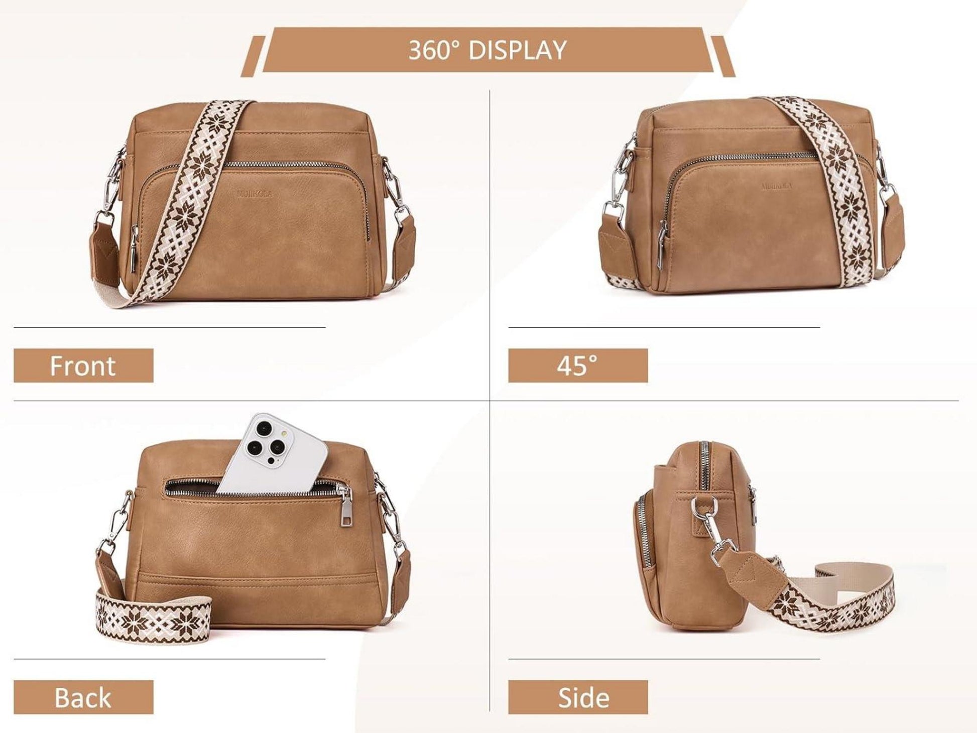 Umhängetasche Damen Crossbody Bag Klein PU Leder RFID NFC Schutz