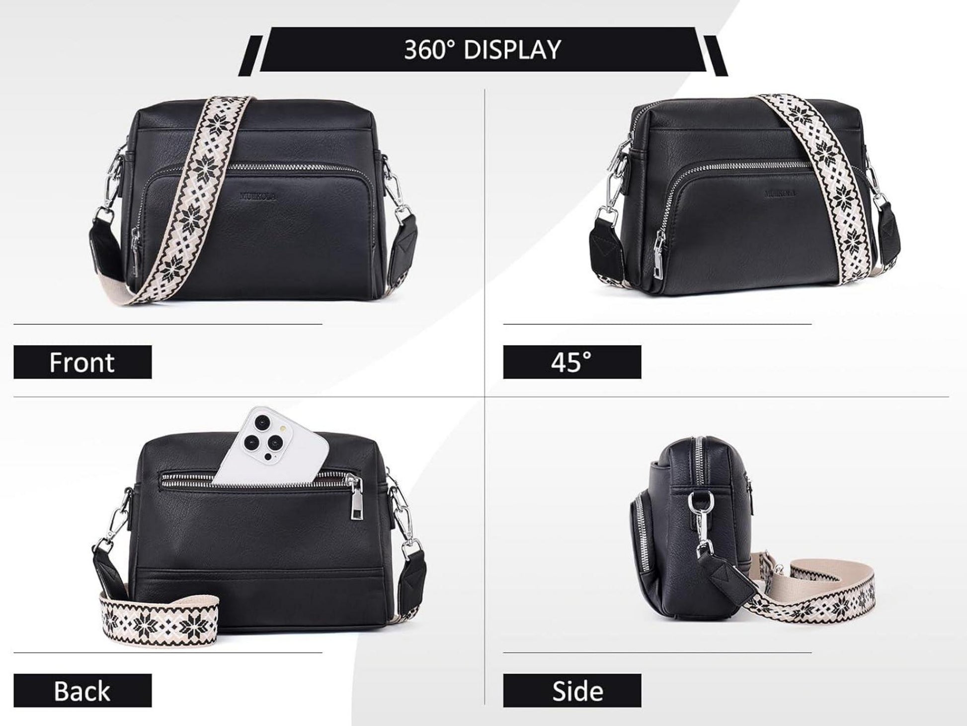 Umhängetasche Damen Crossbody Bag Klein PU Leder Verstellbarer
