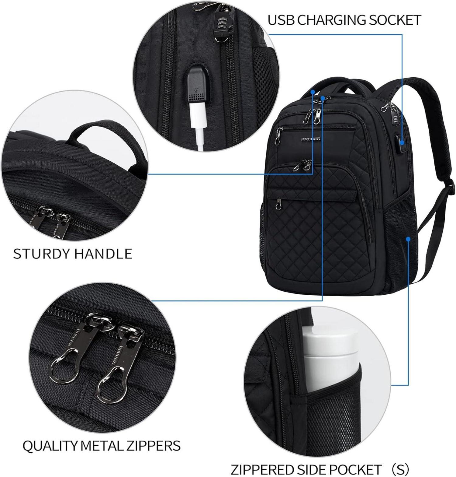 KROSER Laptop Rucksack 17,3'' Business Schulrucksack USB RFID