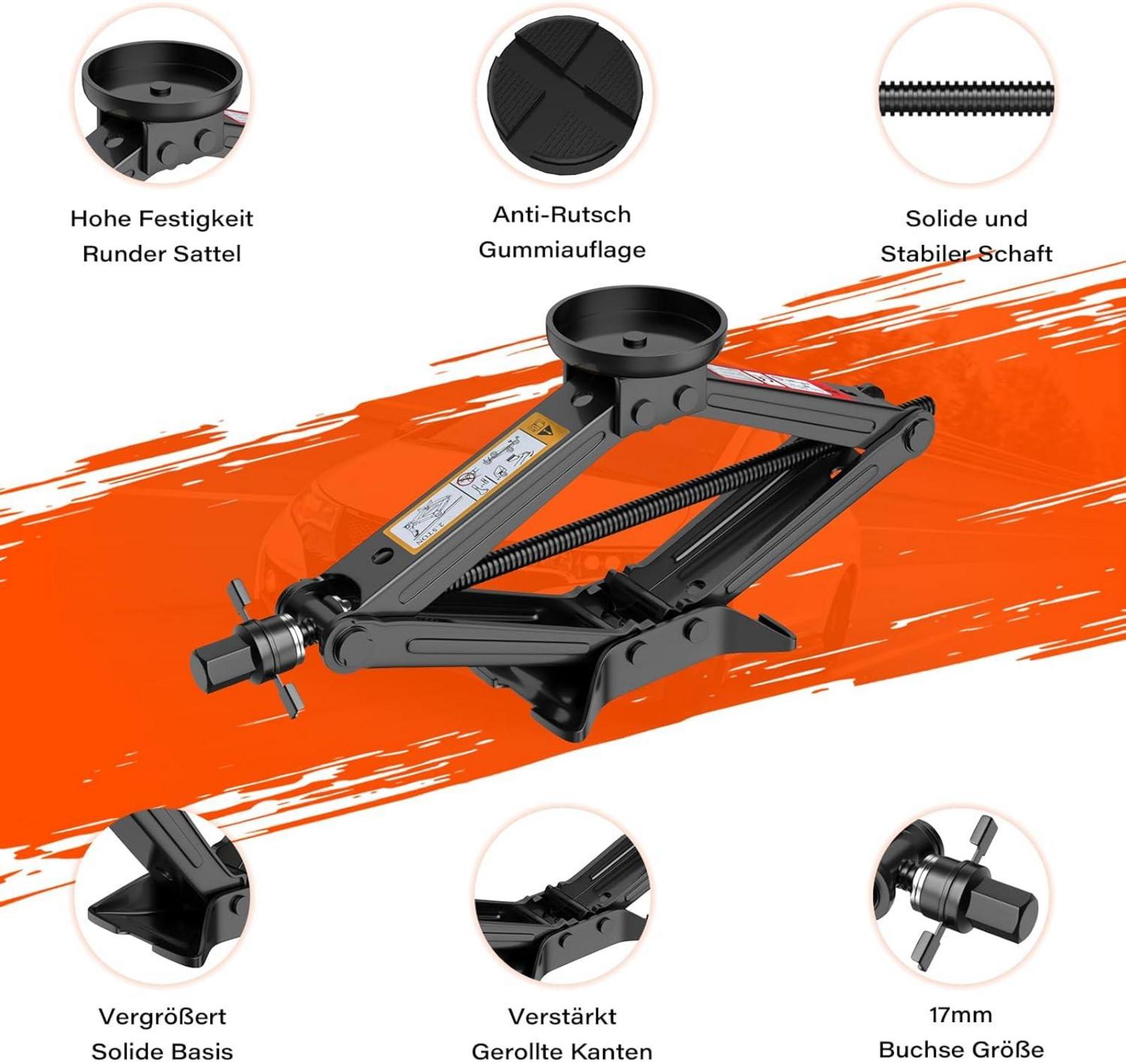 Wagenheber 2.5T Universell Scherenwagenheber Auto Gummiauflage