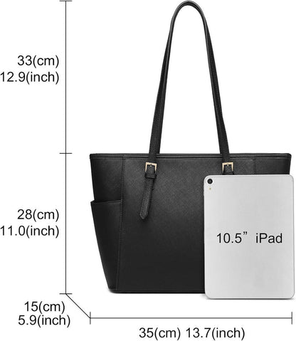 Große Damenhandtasche Stilvolle Shopper Tote Bag Schwarz