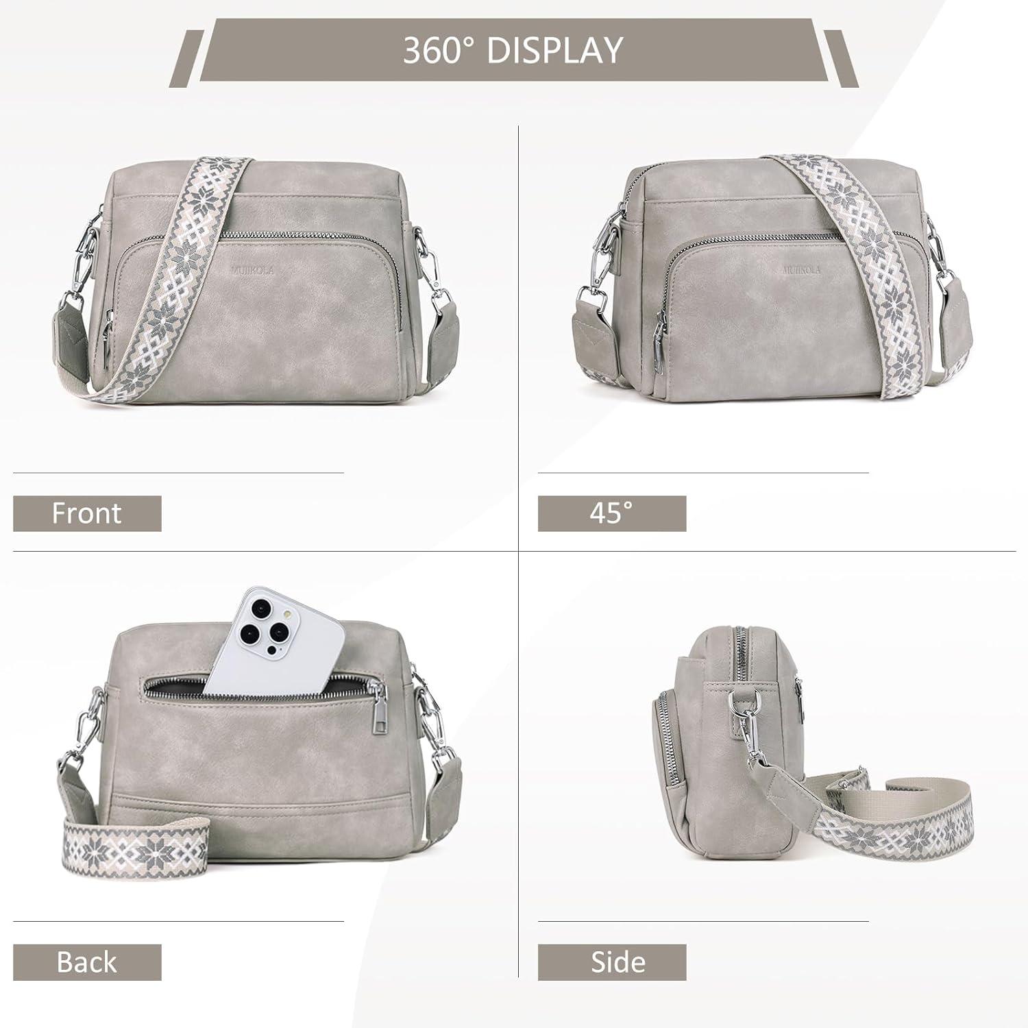 Umhängetasche Damen Crossbody Bag PU Leder RFID Schultergurt