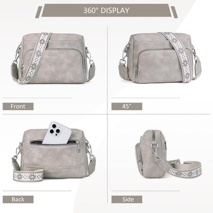 Umhängetasche Damen Crossbody Bag PU Leder RFID Schultergurt