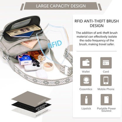 Damen Umhängetasche Crossbody Bag RFID PU Leder Verstellbarer Schultergurt