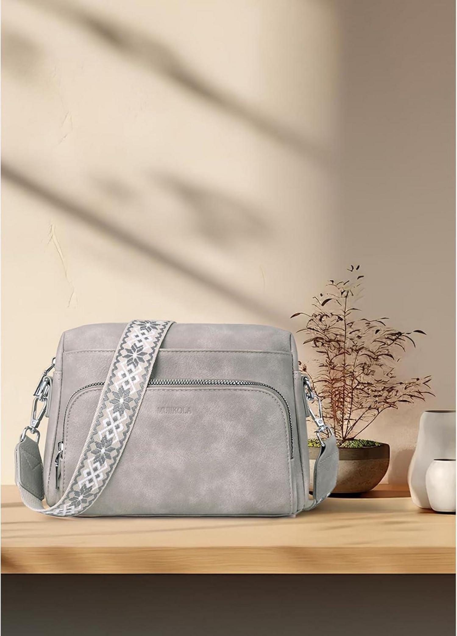 Damen Umhängetasche Crossbody Bag RFID PU Leder Verstellbarer Schultergurt
