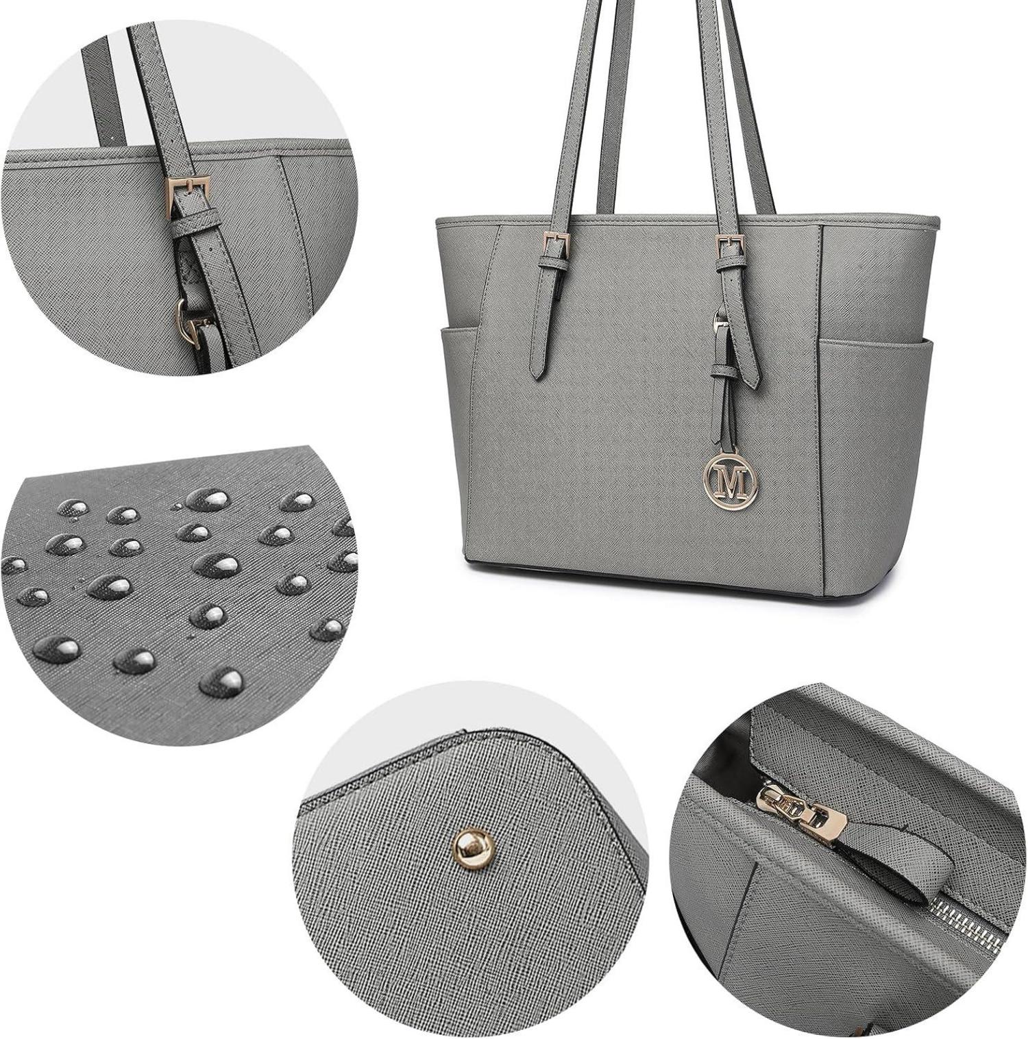 Große Damen Handtasche Schultertasche PU-Leder Shopper mit Reißverschluss
