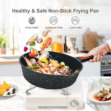 Antihaft Pfanne 28 cm mit Deckel, Wokpfanne 4.3L - Schwarz