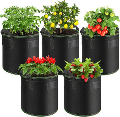 Pflanzsack 5er-Pack 40L Vliesstoff Tomaten Erdbeeren Gemüse Säcke