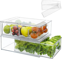 Greentainer Kühlschrank Organizer mit Schublade & Deckel, 2er Set