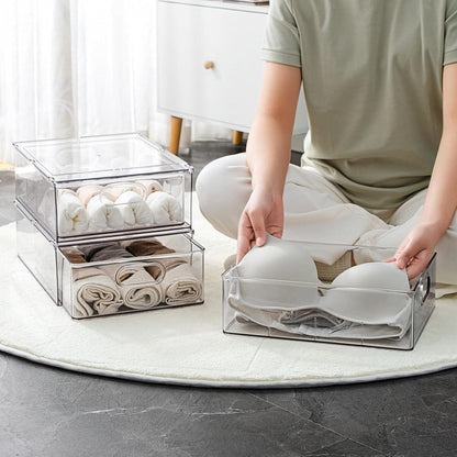 Kühlschrank Organizer mit Schublade Set 2er Stapelbare Aufbewahrungsbox Gemüse