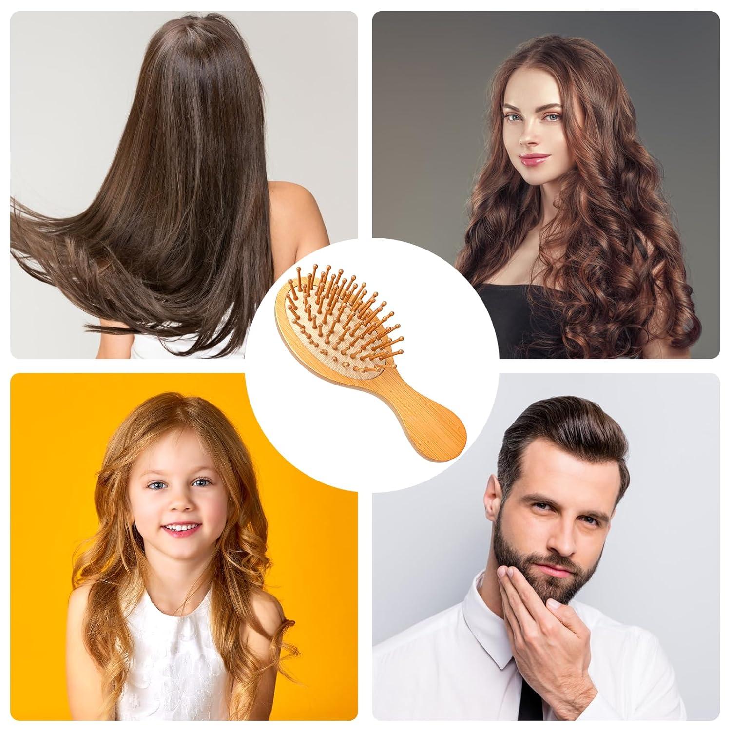 Kleine Bambusbürste Haarwachstum Kopfhautmassage Frauen Holzborsten