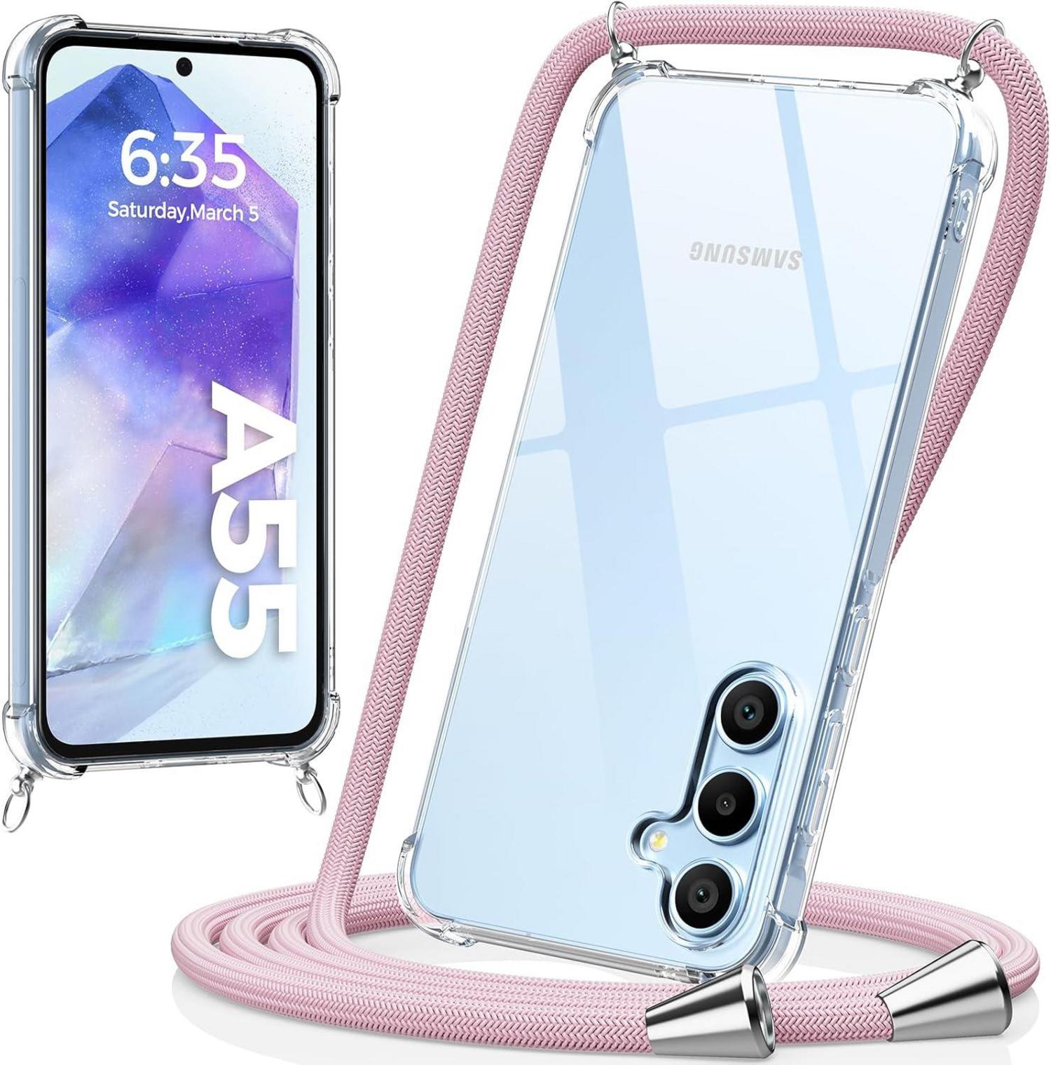 Handykette für Samsung Galaxy A55 5G Hülle Necklace Roségold
