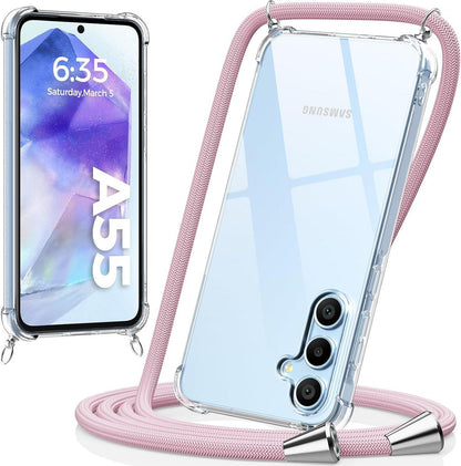 Handykette für Samsung Galaxy A55 5G Hülle Necklace Roségold