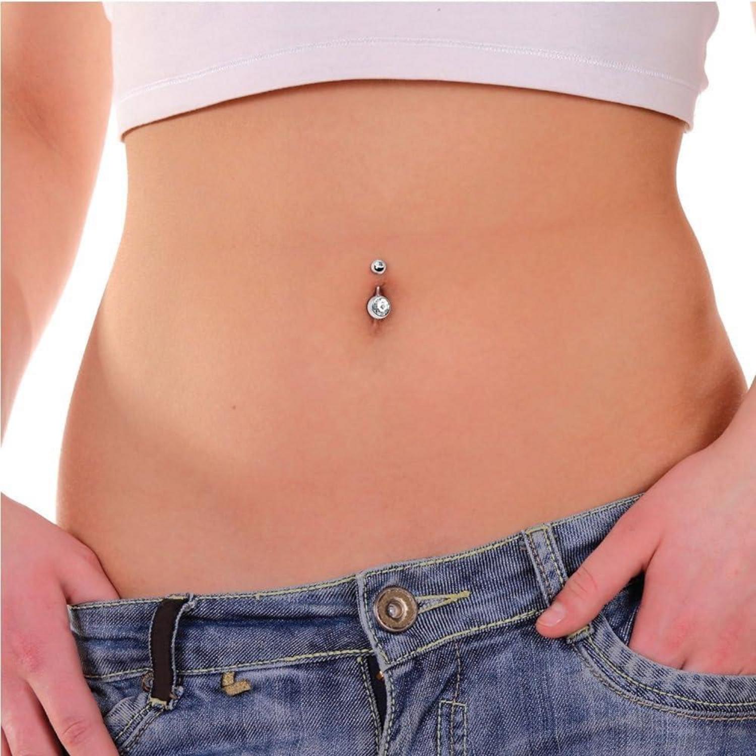 NIUSIMAN 14G Bauchnabelpiercing Set Gold Silber Kristall Barbell 10MM