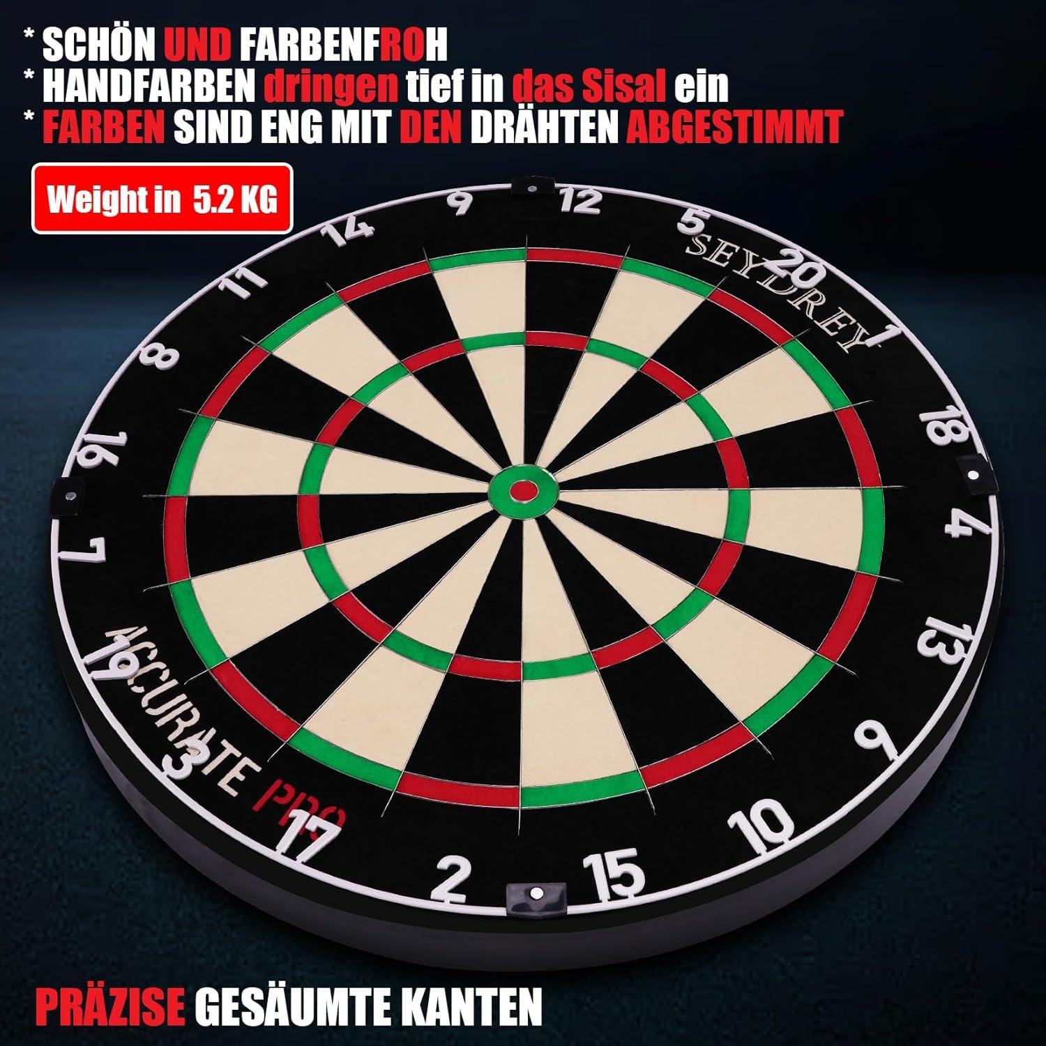 Seydrey Dartscheibe Set Kork Steeldart - Pfeile 6 Metallspitze 12 Flights