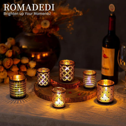 Romadedi Teelichthalter Windlicht Glas 6er Set für Tischdeko