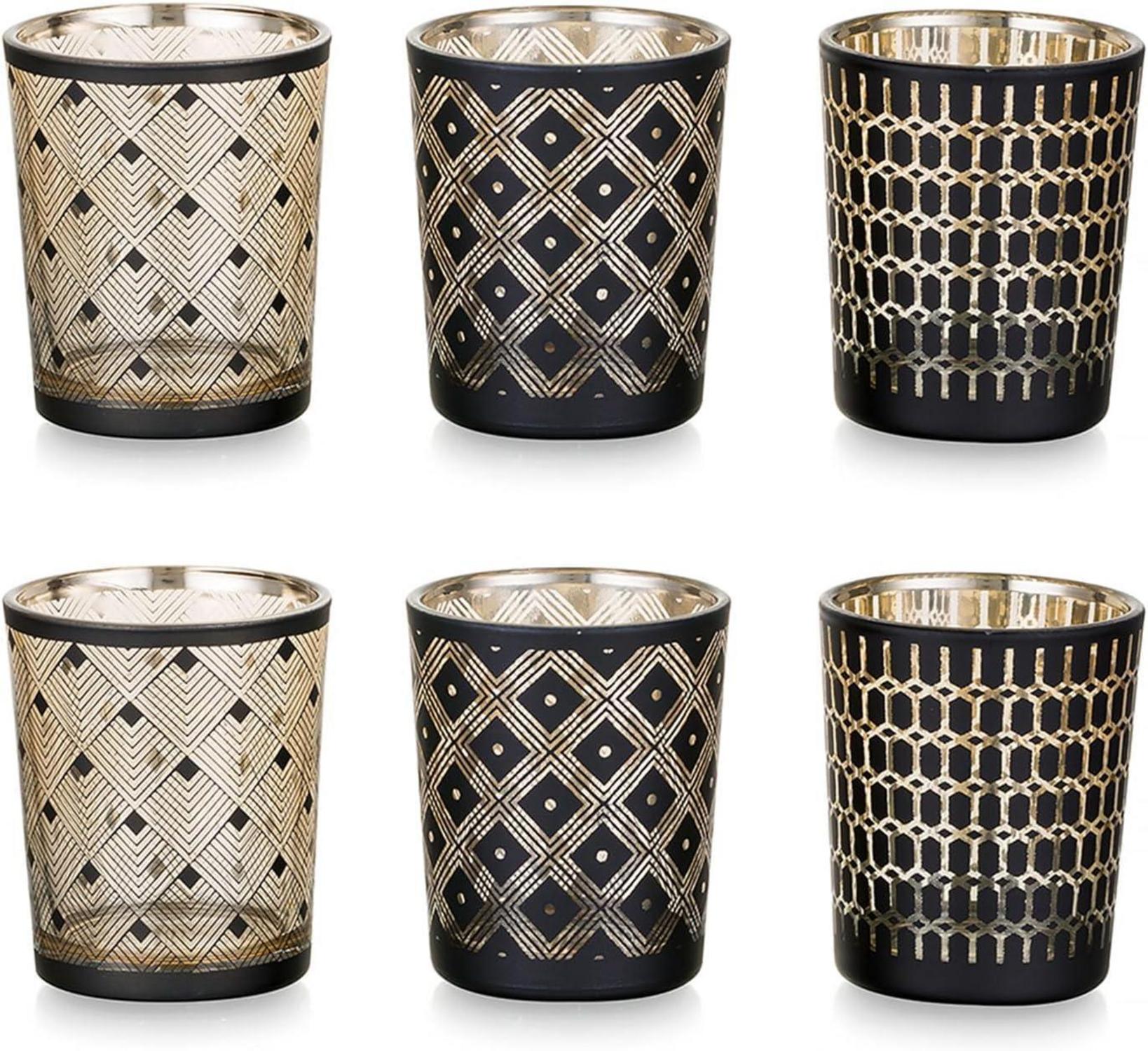 Teelichthalter Windlicht Glas Set 6er Kerzenhalter Stumpenkerzen Tischdeko