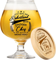 Ruhestand Geschenk Bierglas mit Untersetzer Renteneintritt Männer