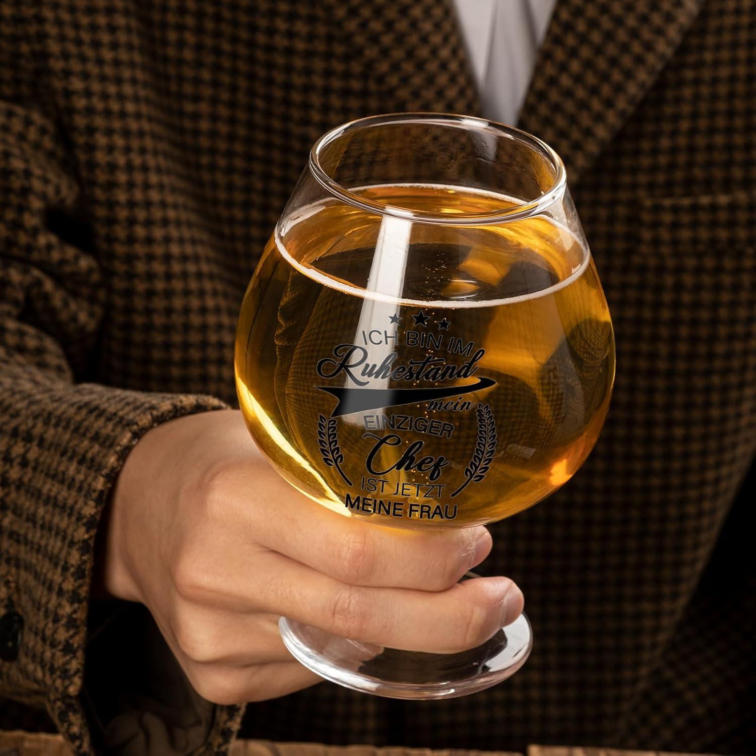 Ruhestand Geschenk Bierglas mit Untersetzer Männer Pension
