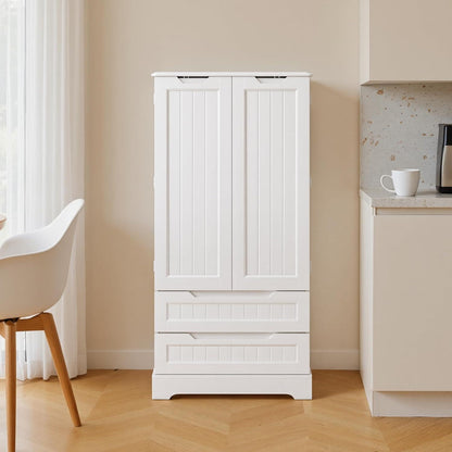 Weißer Hochschrank mit 2 Schubladen & 2 Türen