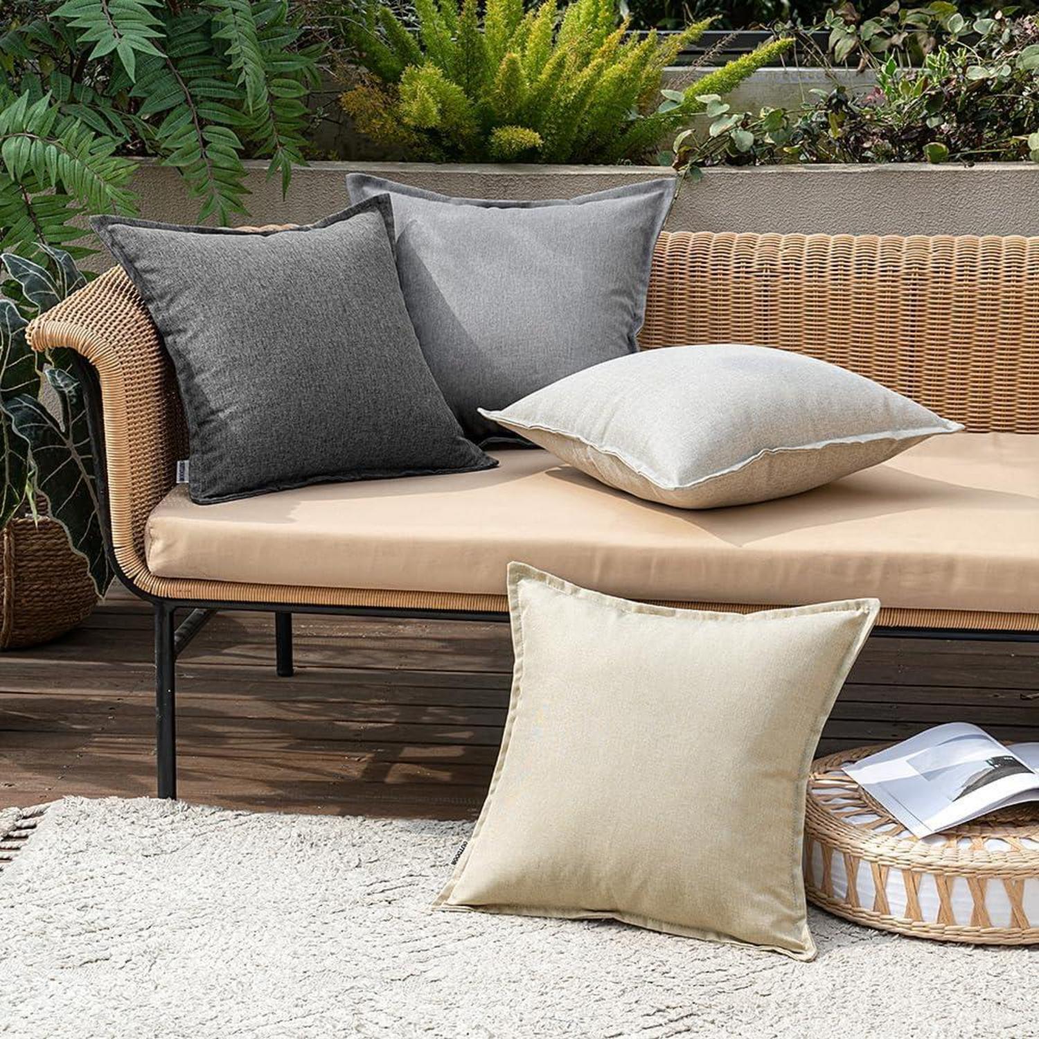 MIULEE Outdoor Kissenbezug wasserdicht 2er Set 45x45cm Hellgrau