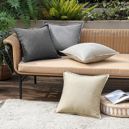 MIULEE Outdoor Kissenbezug wasserdicht 2er Set 45x45cm Hellgrau