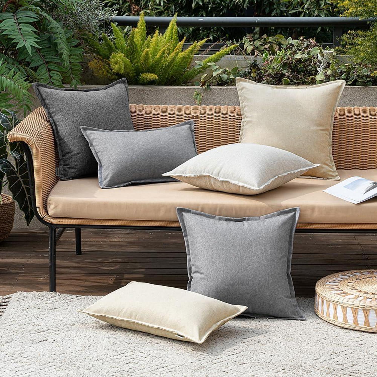 2er Set Outdoor Kissen wasserdicht 40x40cm Dekokissen für Garten Sofa