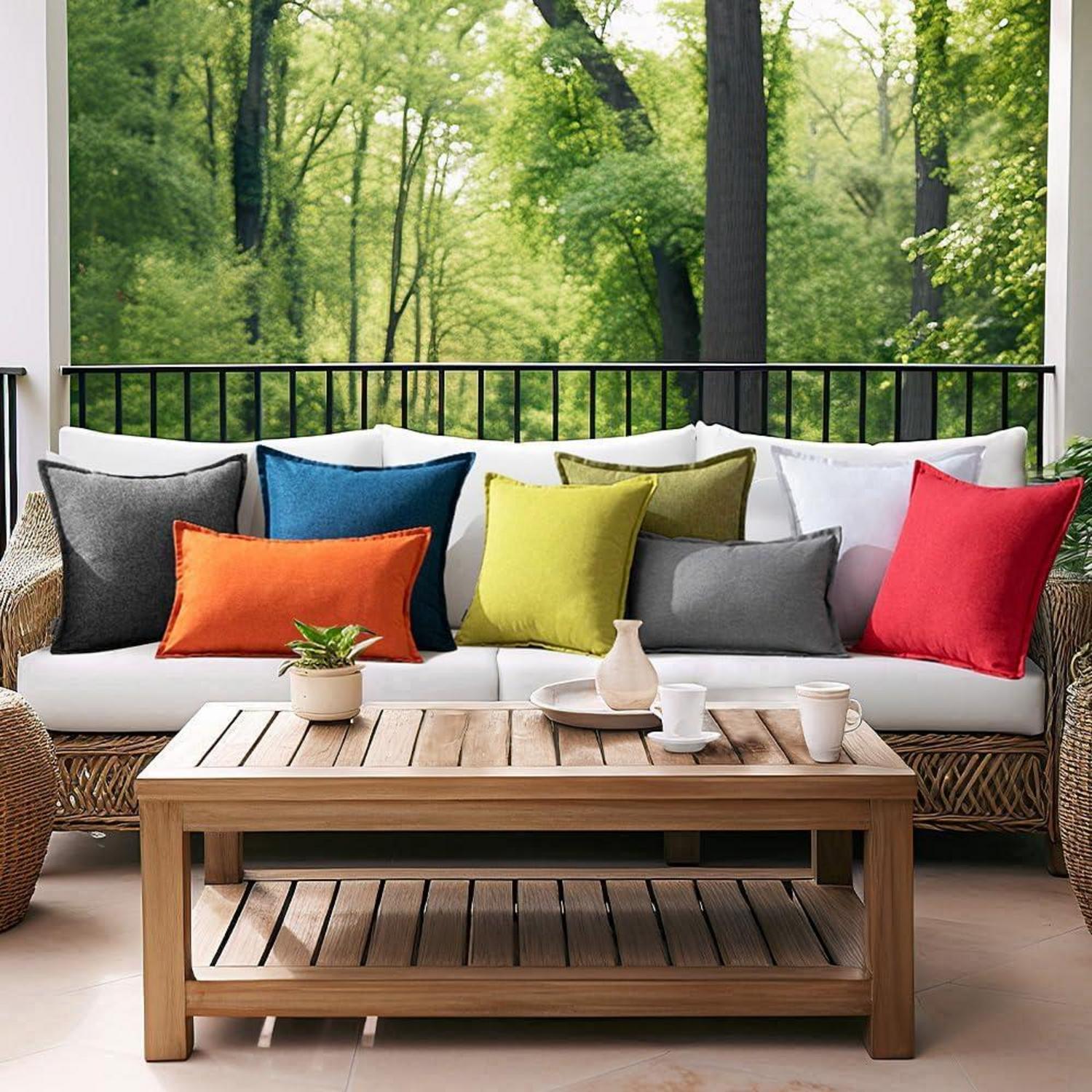 2er Set Outdoor Kissen wasserdicht 40x40cm Dekokissen für Garten Sofa