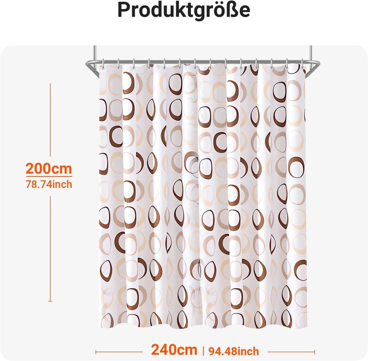 Duschvorhang 240x200cm Kamelfarbe Kreis Wasserabweisend Textil mit