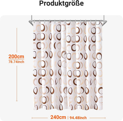 Duschvorhang 240x200cm Kamelfarbe Kreis Wasserabweisend Textil mit