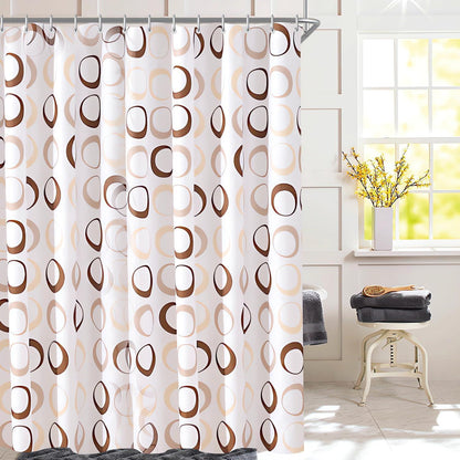 Duschvorhang 240x200cm Kamelfarbe Kreis inkl. 16 Ringen