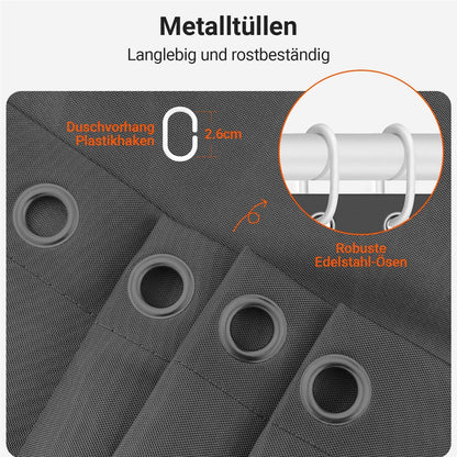 Duschvorhang Dunkelgrau, Antischimmel, Wasserabweisend, Polyester