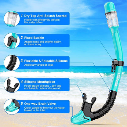 Schnorchelset Erwachsene mit Dry Schnorchel und Anti-Fog