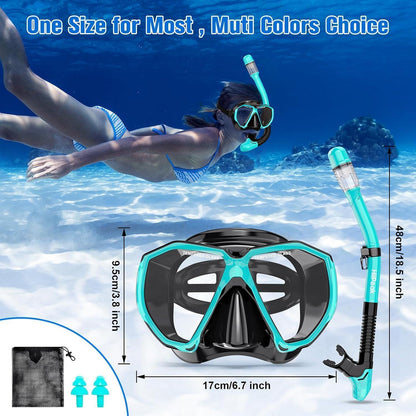 Schnorchelset Erwachsene mit Dry Schnorchel und Anti-Fog