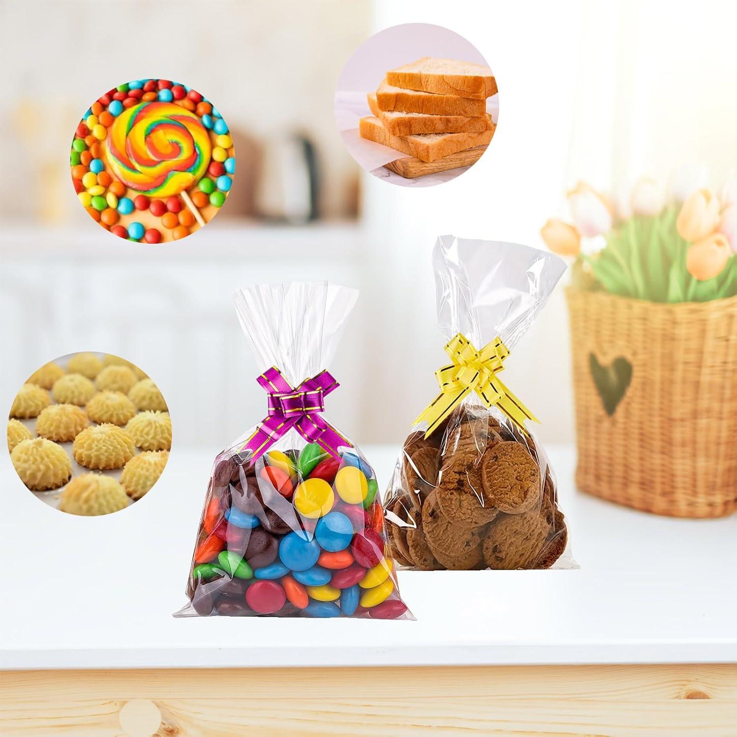 100 transparente Cellophan Geschenktüten für Süßigkeiten und Geschenke
