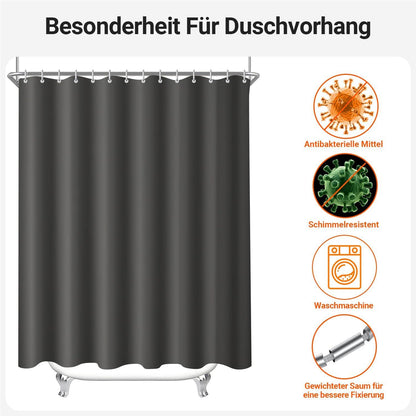 Duschvorhang Dunkelgrau 200x240cm Antischimmel Polyester Stoff mit Saum
