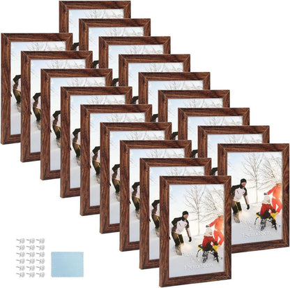 18er Set Bilderrahmen 13x18 cm für Wand und Tisch, MDF dunkelbraun